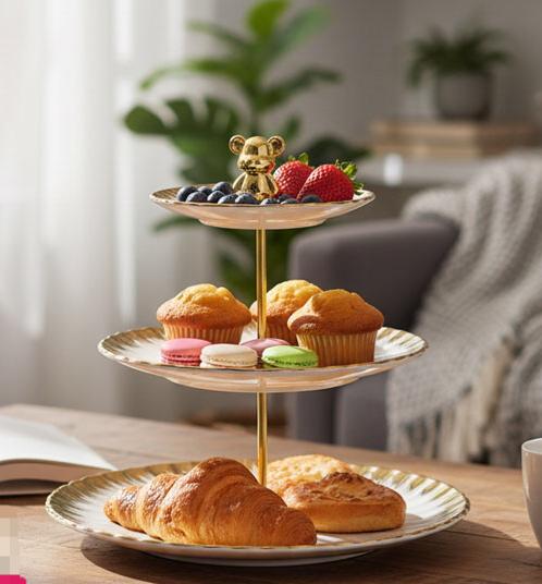 Elegant Multi Layer Cake Stand, Luxury Style 3 Layer Desert Tray, Multi Layer Snack Stand Elegant Multi Layer Cake Stand, Luxury Style 3 Layer Desert Tray, Multi Layer Snack Stand